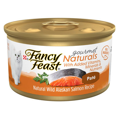 Picture of Purina Fancy Feast Grain Free Wet Cat Food Pate Gourmet Naturals Wild Alaskan Salmon Recipe - (Pack of 12) 3 oz. Cans