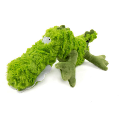 Picture of goDog PlayClean Gator Squeaky Plush Dog Toy with Odor-Eliminating Essential Oils, Chew Guard Technology - Green, Large