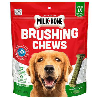 Picture of Milk-Bone Fresh Breath Brushing Chews, 18 Large Daily Dental Dog Treats Scrubbing Action Helps Clean Teeth