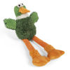 Picture of goDog Checkers Skinny Duck Squeaky Plush Dog Toy, Chew Guard Technology - Green, Small