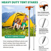 Picture of Eurmax USA Galvanized Non-Rust Camping Family Tent Pop Up Tent Stakes Ice Tools Heavy Duty 10pc-Pack, with 4x10ft Ropes & 1 Orange Stopper