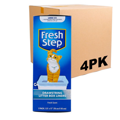 Picture of Fresh Step Drawstring Large Litter Box Liners | Heavy Duty Liners for Cat Litter Box | Scented & Unscented Available | Quick & Easy Cleanup, Scented, Large - 4 Pack