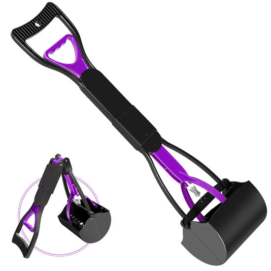 Picture of UPSKY Pooper Scooper for Large Small Dogs, Folding Dog Poop Scooper, Sturdy Spring and Premium Materials, Easy to Use for Grass, Dirt, Gravel Pick Up Shovel (Purple)