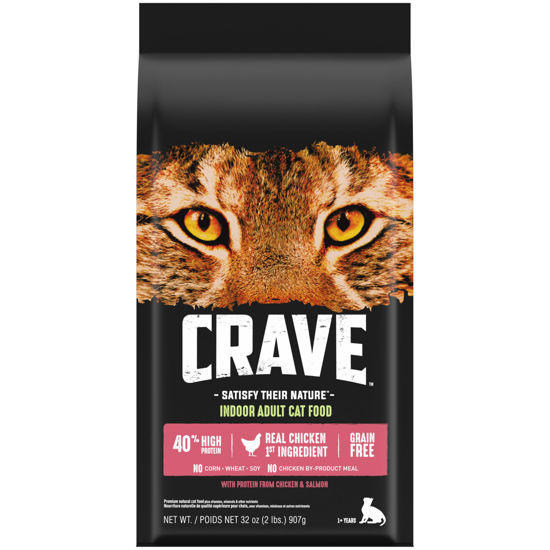 Picture of CRAVE Grain Free Indoor Adult High Protein Natural Dry Cat Food with Protein from Chicken & Salmon, 2 lb. Bag