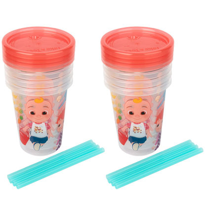 Picture of The First Years Cocomelon Take & Toss Toddler Straw Cups - Spill Proof Toddler Sippy Cups with Snap On Lids and Straws - Cocomelon Feeding and Party Supplies - 10 Oz - 8 Count