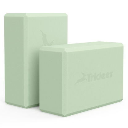 Picture of Trideer Yoga Block, Soft Non-Slip Surface Premium Foam Blocks, Supportive, Lightweight, Odorless, Yoga Accessories for Pilates Meditation General Fitness Stretching Toning (Mint Green-2 Pack)