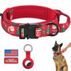 Picture of DAGANXI Christmas Tactical Dog Collar, Adjustable Military Training Nylon Dog Collar with Control Handle and Metal Buckle for Medium and Large Dogs, with Patches and Airtags Case (L, Christmas red)