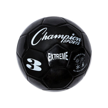 Picture of Champion Sports Extreme Series Soccer Ball, Size 3 - Youth League, All Weather, Soft Touch, Maximum Air Retention - Kick Balls for Kids Under 8 - Competitive and Recreational Futbol Games, Black