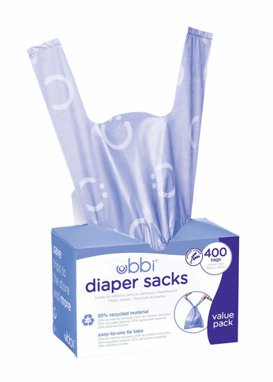 Picture of Ubbi Disposable Nappy Sacks, Lavender Scented, Easy-To-Tie Tabs, Baby Diaper Disposal or Pet Waste Bags, Value Pack, 400 Count