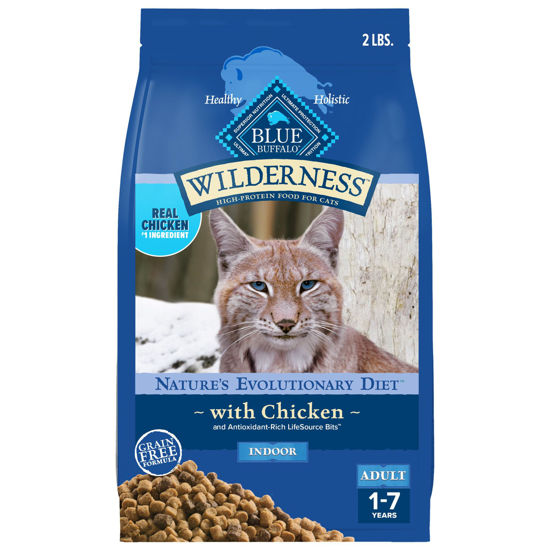 Picture of Blue Buffalo Wilderness Nature's Evolutionary Diet High-Protein, Grain-Free Natural Dry Food for Adult Cats, Chicken, 2-lb. Bag