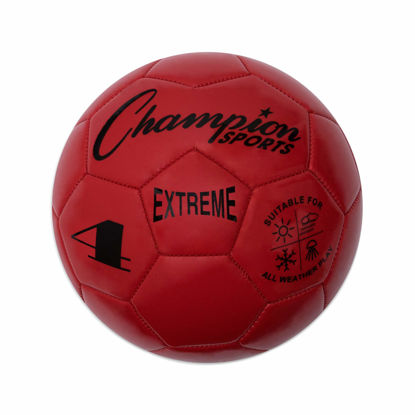 Picture of Champion Sports Extreme Series Soccer Ball, Size 4 - Youth League, All Weather, Soft Touch, Maximum Air Retention - Kick Balls for Kids 8-12 - Competitive and Recreational Futbol Games, Red