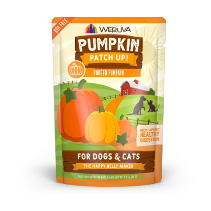 Picture of Weruva Pumpkin Patch Up!, Pumpkin Puree Pet Food Supplement for Dogs & Cats, 2.80oz Pouch (Pack of 12)