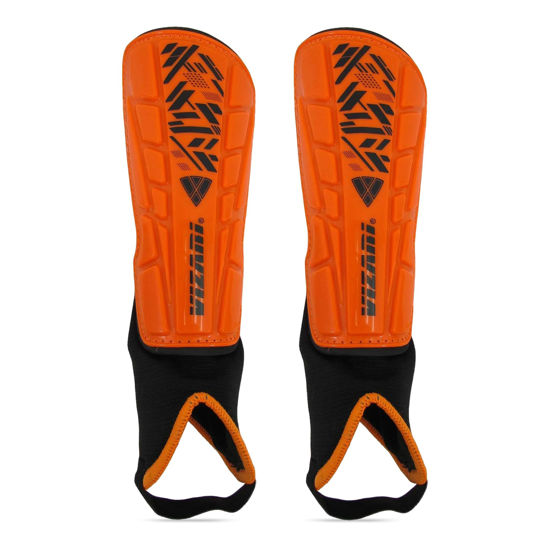 Picture of Vizari Malaga Soccer Shin Guard for Kids| Youth Soccer Shin Guard | Lightweight and Breathable Child Calf Protective Gear Soccer Equipment | Orange/ Black | XX - Small