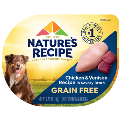 Picture of Nature’s Recipe Grain Free Wet Dog Food, Chicken & Venison Recipe, 2.75 Ounce Cup (Pack of 12)