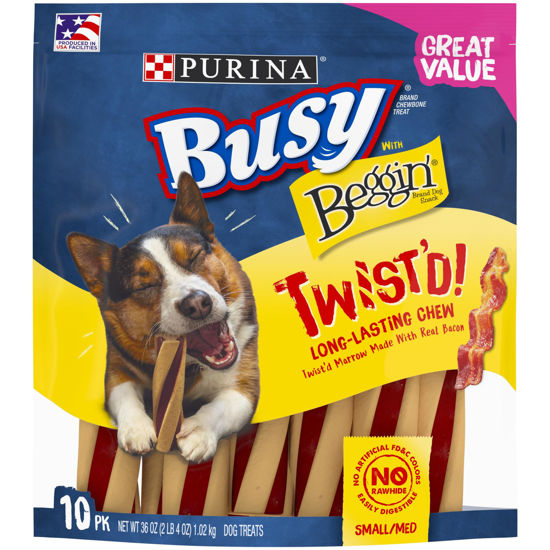 Picture of Purina Busy With Beggin' Made in USA Facilities Small/Medium Breed Dog Treats, Twist'd - 10 ct. Pouch