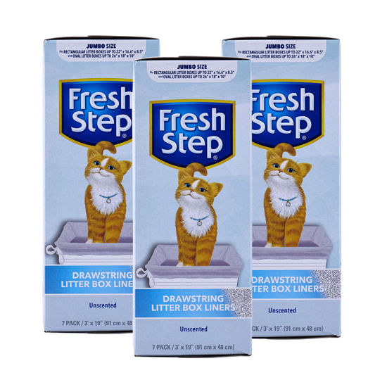 Picture of Fresh Step Drawstring Large Litter Box Liners | Heavy Duty Liners for Cat Litter Box | Scented & Unscented Available | Quick & Easy Cleanup, Unscented, Jumbo - 3 Pack