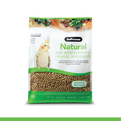 Picture of ZuPreem Natural Bird Food - Vitamin Packed Bird Food - Daily Bird Food for Medium Birds - 2.5 lb