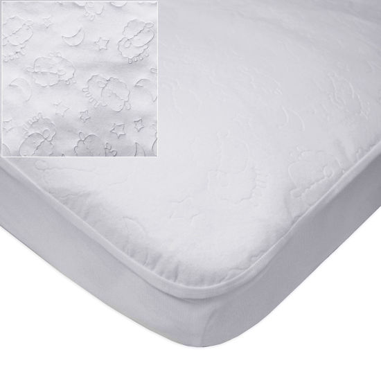 Picture of American Baby Company Waterproof Fitted Crib and Toddler Mattress Protector, Quilted and Noiseless Crib & Toddler Mattress Pad Cover, White (Little Lamb), 52"x28"x9"