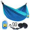 Picture of SZHLUX Camping Hammock Double & Single Portable Hammocks with 2 Tree Straps and Attached Carry Bag,Great for Outdoor,Indoor,Beach,Camping