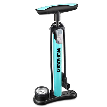 Picture of MOHEGIA Bike Floor Pump with Gauge,Air Bicycle Pump Inflator with High Pressure 160 PSI,Fits Schrader and Presta Valve/Blue