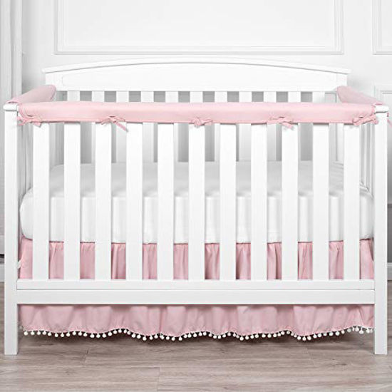 Picture of TILLYOU 3-Piece Padded Baby Crib Rail Cover Protector Set from Chewing, Safe Teething Guard Wrap for Standard Cribs, 100% Silky Soft Microfiber Polyester, Fits Side and Front Rails, Pink