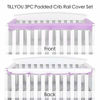 Picture of TILLYOU 3-Piece Padded Baby Crib Rail Cover Protector Set from Chewing, Safe Teething Guard Wrap for Standard Cribs, 100% Silky Soft Microfiber Polyester, Fits Side and Front Rails, Lavender