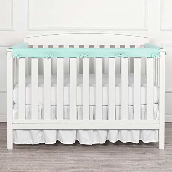 Picture of TILLYOU 3-Piece Padded Baby Crib Rail Cover Protector Set from Chewing, Safe Teething Guard Wrap for Standard Cribs, 100% Silky Soft Microfiber Polyester, Fits Side and Front Rails, Aqua