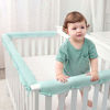 Picture of TILLYOU 3-Piece Padded Baby Crib Rail Cover Protector Set from Chewing, Safe Teething Guard Wrap for Standard Cribs, 100% Silky Soft Microfiber Polyester, Fits Side and Front Rails, Aqua