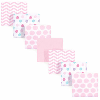 Picture of Luvable Friends Unisex Baby Cotton Flannel Receiving Blankets, Pink Dots 7-Pack, One Size