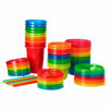 Picture of The First Years Take & Toss Spill Proof Party Pack - Rainbow Party Pack - Toddler Straw Cups, Kids Bowls, and Snack Cups - Ages 18 Months and Up - 30 Count