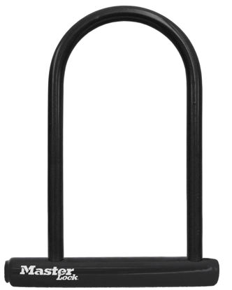 Picture of Master Lock Black Bike Lock with Key, Standard Size U-Lock for Bicycles and Other Outdoor Equipment, Anti-Theft Lock for Bikes, 8320D