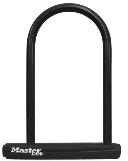 Picture of Master Lock Black Bike Lock with Key, Standard Size U-Lock for Bicycles and Other Outdoor Equipment, Anti-Theft Lock for Bikes, 8320D