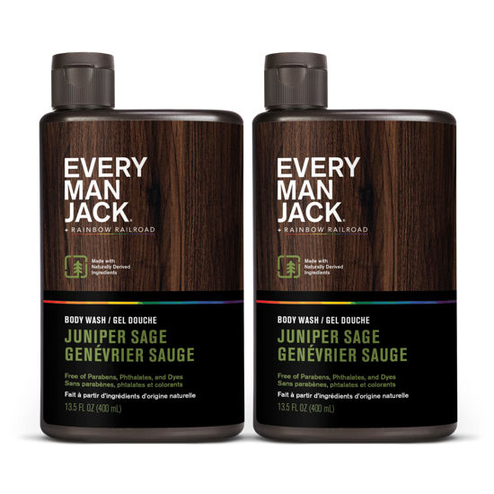 Picture of Every Man Jack Hydrating Body Wash for all skin types - Juniper Sage fragrance - Naturally Derived Ingredients - Cleanse, Nourish, and Hydrate Skin -Paraben Free, Phthalate Free, Dye Free-13.5oz - 2pk