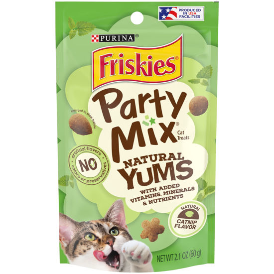 Picture of Purina Friskies Made in USA Facilities, Natural Cat Treats, Party Mix Natural Yums Catnip Flavor - (Pack of 10) 2.1 oz. Pouches