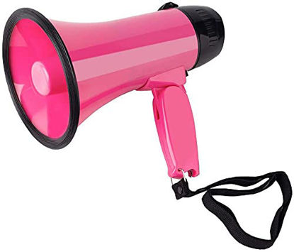 Picture of MyMealivos Portable Megaphone Bullhorn 20 Watt Power Megaphone Speaker Voice and Siren/Alarm Modes with Volume Control and Strap (Deeppink)…