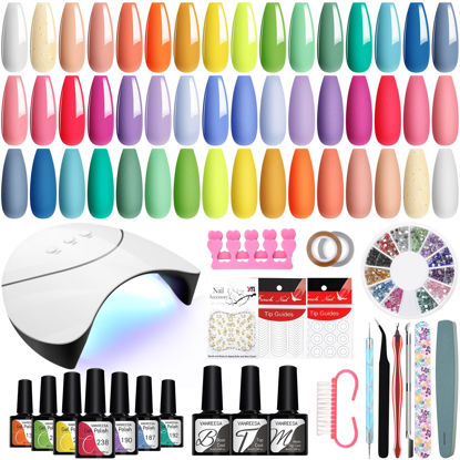 Picture of VANREESA Gel Nail Polish Kit with U V Light 24 Colors Gel Nail Polish Set Glossy & Matte Top Coat Complete Gel Nail Kit with Manicure Tools for Beginners Gifts for Women