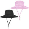 Picture of 2 Pack Sun Hats for Men Women Fishing Hat UPF 50+ Breathable Wide Brim Summer UV Protection Hat Black/Purple