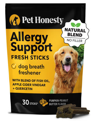 Picture of Pet Honesty Allergy Support Fresh Sticks - Dental Sticks for Dogs - Dental Dog Chews - Immune Health + Allergy Support for Dogs - Freshen Dog Breath, Reduce Plaque + Tartar - 30 Sticks