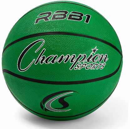 Picture of Champion Sports Rubber Official Basketball, Heavy Duty - Pro-Style Basketballs, and Sizes - Premium Basketball Equipment, Indoor Outdoor - Physical Education Supplies (Size 7, Green)