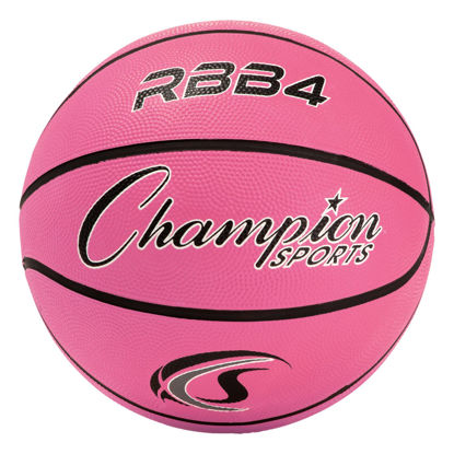 Picture of Champion Sports Rubber Intermediate Basketball, Heavy Duty - Pro-Style Basketballs, and Sizes - Premium Basketball Equipment, Indoor Outdoor - Sports Education Supplies (Size 6, Pink)