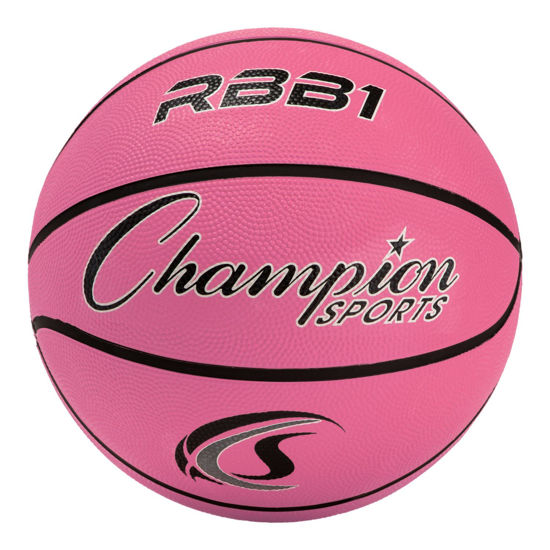 Picture of Champion Sports Rubber Official Basketball, Heavy Duty - Pro-Style Basketballs, and Sizes - Premium Basketball Equipment, Indoor Outdoor - Physical Education Supplies (Size 7, Pink)