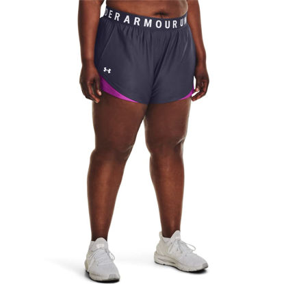 Picture of Under Armour womens Play Up Shorts 3.0 , (558) Tempered Steel / Strobe / White , 2X