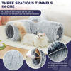 Picture of Tempcore Plush Pet Cat Tunnel Tube Cat Toys 3 Way Collapsible, Cat Tunnels for Indoor Cats，Kitty Tunnel Bored Cat Pet Toys Peek Hole Toy Ball Cat, Puppy, Kitty, Kitten, Rabbit Light Grey