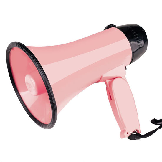 Picture of MyMealivos Portable Megaphone Bullhorn 20 Watt Power Megaphone Speaker Voice and Siren/Alarm Modes with Volume Control and Strap (Pink)