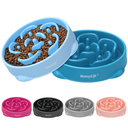 Picture of MateeyLife Large Slow Feeder Dog Bowls 2PCS, Anti-Choking Puzzle Dog Food Bowls, Non Slip Interactive Dog Feeding Bowls Slow Down Eating, Bloat Stop Maze Dog Dishes Dog Feeder for Large Breeds 4 Cups