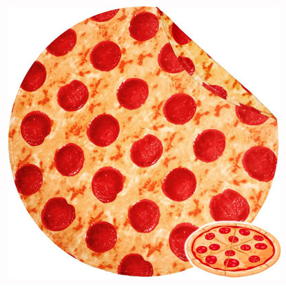 Picture of BNuitland 71 Inches Pizza Funny Blanket,300 GSM Double Sided Giant Funny Realistic Food Blanket with PizzaPouch, Novelty Funny Blanket for Adults and Kids, Super Soft Flannel Throw