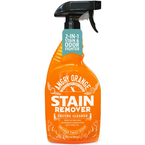 Picture of Angry Orange Stain Remover - 32oz Enzyme Pet Cleaner - Dog & Cat Urine Destroyer and Stain Remover - Citrus Spray Cleaning Solution - Puppy Supplies