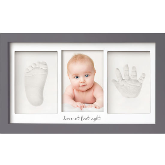 Picture of Baby Hand and Footprint Kit - Baby Footprint Kit, Newborn Keepsake Frame, Baby Handprint Kit, Personalized Baby Gifts, Nursery Decor, Baby Shower Gifts for Girls Boys (Gunmetal Gray)