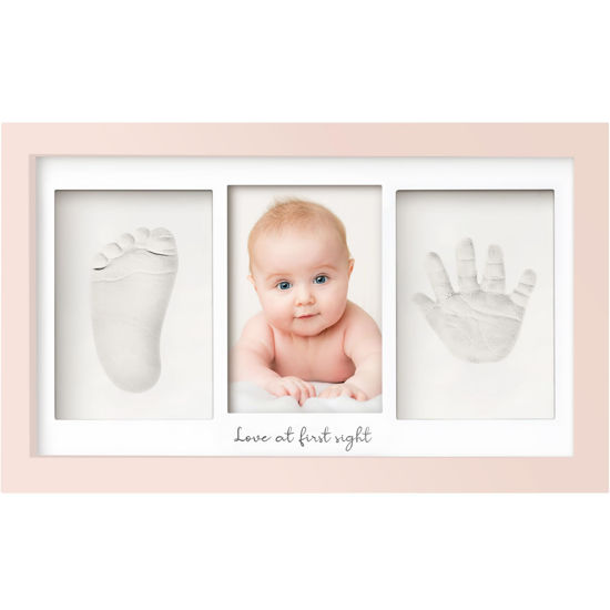 Picture of Baby Hand and Footprint Kit - Baby Footprint Kit, Newborn Keepsake Frame, Baby Handprint Kit,Personalized Baby Gifts, Nursery Decor,Baby Shower Gifts for Girls Boys, Mother's Day Gifts(Petal Pink)