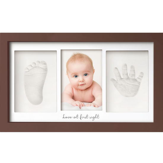 Picture of Baby Hand and Footprint Kit - Baby Footprint Kit, Newborn Keepsake Frame, Baby Handprint Kit, Personalized Baby Gifts, Nursery Decor, Baby Shower Gifts for Girls Boys(Cedar)